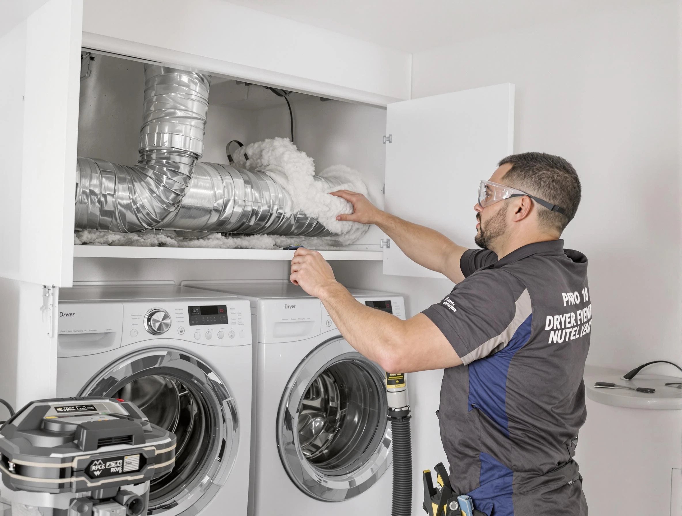 Salem Dryer Vent Cleaning certified technician performing specialized gas dryer vent cleaning in Salem